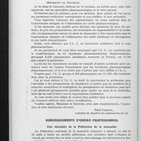 0625 - Page 614 - Pages professionnelles. Spécialités pharmaceutiques et tiers payant / Renseignements d'ordre professionnel. Une circulaire de la Fédération de la mutualité