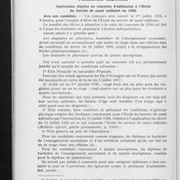 0719 - Page 708 - Pages professionnelles. Pharmacie militaire. Instruction relative au concours d'admission à l'Ecole du Service de santé militaire en 1930