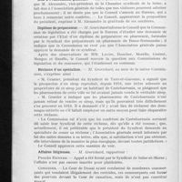0012 - Page 10 - Conseil d'administration de l'Association générale. Annuaire de la pharmacie / Don à l'Association générale / Diplôme de préparateur / Réclame d'un spécialiste / Affaires litigieuses