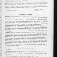 0129 - Page 121 - Pages de jurisprudence. Le régime légal des remèdes vétérinaires et les Sociétés / Exercice illégal. Société en commandite pour l'exploitation de spécialités pharmaceutiques
