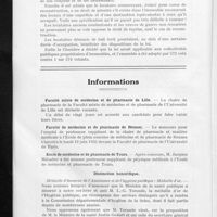 1346 - Page 788 - Pages commerciales. La propriété commerciale / Informations. Faculté mixte de médecine et de pharmacie de Lille / Faculté de médecine et de pharmacie de Rennes / Ecole de médecine et de pharmacie de Tours / Distinction honorifique