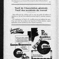 0595 - Page 374 - Sommaire / Tarif de l'Association générale. Tarif des accidents du travail