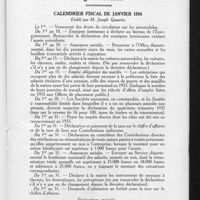 1216 - Page 755 - Pages fiscales. Calendrier fiscal de janvier 1934 établi par M. Joseph Quantin