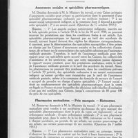 1235 - Page 766 - Assurances sociales. Assurances sociales et spécialités pharmaceutiques / Pharmacies mutualistes. - Prix marqués. - Ristournes