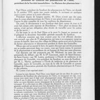 1280 - Page 795 - [Nécrologie]. Paul Dijon, président du Syndicat des pharmaciens de l'Isère, président de la Société immobilière « La Maison des pharmaciens »