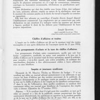 1296 - Page 803 - Pages fiscales. Les déclarations que les commerçants et industriels doivent souscrire avant le 31 janvier / Chiffre d'affaires et traites / Les groupements d'achats et la taxe du chiffre d'affaires / Impôts et journaux syndicaux
