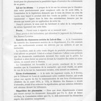 1350 - Page 273 - Conseil d'administration de l'Association générale. Commission de législation et de jurisprudence. Loi sur l'herboristerie / Loi sur les sérums / Procès / Contrôles des assurances sociales du Loir-et-Cher / Livres d'ordonnances / Répartition des pharmacies / Colportage
