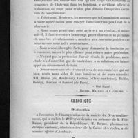 0054 - Page 50 - De la limitation des pharmaciens, par la limitation des stagiaires / Chronique. Distinction / Banquets