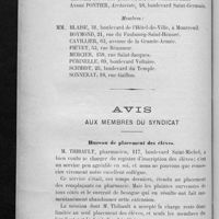 0090 - Page 86 - Composition du Comité disciplinaire pour l'année 1895-96 / Avis aux membres du syndicat