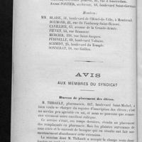 0022 - Page 18 - Composition du Comité disciplinaire pour l'année 1896-97 / Avis aux membres du syndicat