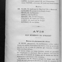 0086 - Page 82 - Composition du Comité disciplinaire pour l'année 1897-98 / Avis aux membres du syndicat