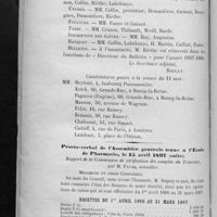 0104 - Page 100 - Extrait des procès-verbaux des séances du Conseil d'administration / Procès-verbal de l'Assemblée générale tenue à l'École de pharmacie, le 15 avril 1897 (suite). Rapport de la Commission de vérification des comptes du trésorier, par M. Faure...