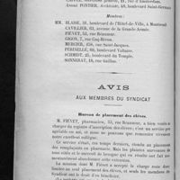 0110 - Page 106 - Composition du Comité disciplinaire pour l'année 1897-98 / Avis aux membres du syndicat