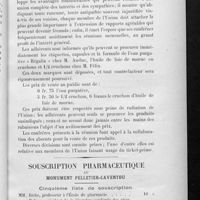 0015 - Page 11 - Union des pharmaciens de la 6e circonscription. Séance du 12 janvier / Souscription pharmaceutique au monument Pelletier-Caventou