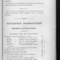 0191 - Page 187 - Comité disciplinaire. Règlement / Souscription pharmaceutique au monument Pelletier-Caventou