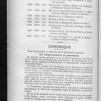0224 - Page 220 - Liste des membres de la Chambre syndicale et société de prévoyance de pharmaciens de Paris et du département de la Seine / Chronique