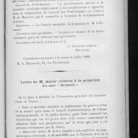0129 - Page 125 - Extrait des procès-verbaux des séances du Conseil d'administration / Lettre de M. Astier relative à la propriété du mot « Granulé »