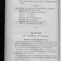 0054 - Page 302 - Composition du Comité disciplinaire pour l'année 1900-1901 / Avis aux membres du syndicat