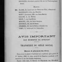 0210 - Page 458 - Composition du Comité disciplinaire pour l'année 1900-1901 / Avis important aux membres du Syndicat