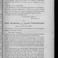 0091 - Page 619 - Extrait des procès-verbaux des séances du Conseil d'administration / Comité disciplinaire et Conseil d'administration. Séance du 23 avril 1901