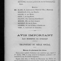 0210 - Page 738 - Composition du Comité disciplinaire pour l'année 1901-1902 / Avis important aux membres du syndicat