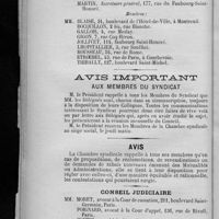 0020 - Page 18 - Composition du Comité disciplinaire pour l'année 1902-1903 / Avis important aux membres du syndicat / Avis