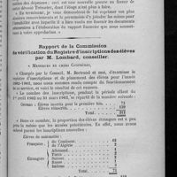 0109 - Page 107 - Rapport de la Commission de vérification des comptes par M. Lépinois... / Rapport de la Commission de vérification du registre d'inscriptions des élèves par M. Lombard...