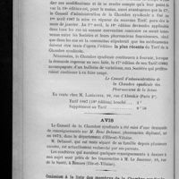 0124 - Page 122 - Tarif 1907 / Avis / Omission à la liste des membres de la Chambre syndicale