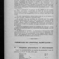 0410 - Page 410 - Bibliographie. La répression des fraudes sur les produits alimentaires, par Maxime Toubeau... Préface de M. E. Roux... / Formules de l'Hôpital Saint-Louis