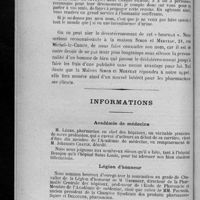 0080 - Page 76 - Vous qui dormez, surveillez-vous ! / Informations. Académie de médecine / Légion d'honneur / École supérieure de pharmacie de Paris