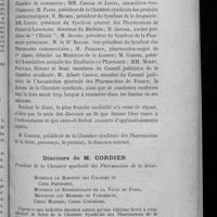 0097 - Page 93 - Banquet de la Chambre syndicale. Discours de M. Cordier...