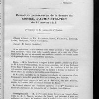 0015 - Page 7 - Les pharmaciens aux armées / Extrait du procès-verbal de la séance du Conseil d'administration du 11 janvier 1916