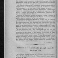 0096 - Page 84 - L'homme-orchestre / Convocation à l'Assemblée générale annuelle du 16 mai 1918