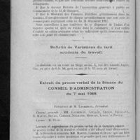 0127 - Page 116 - Taxe sur les payements, leur application dans les officines / Bulletin de variations du tarif accidents du travail / Extrait du procès-verbal de la séance du Conseil d'administration du 7 mai 1918