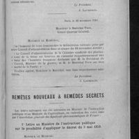 0316 - Page 305 - Extrait du procès-verbal de la séance du Conseil d'administration du 12 novembre 1918 / Remèdes nouveaux & remèdes secrets