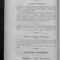 0323 - Page 312 - Nécrologie. Le Professeur Bouchardat / [M. Gaston Monnier] / Mort au champ d'honneur. [M. Lacroix] / Distinctions honorifiques. Citations - Croix de guerre
