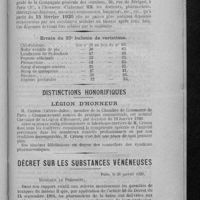 0013 - Page 5 - Information de la fraternelle / Errata du 23e bulletin de variations / Distinctions honorifiques. Légion d'honneur / Décret sur les substances vénéneuses