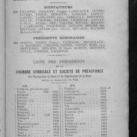 0095 - Page 85 - Liste des membres de la Chambre syndicale des pharmaciens de la Seine / Liste des présidents de la Chambre syndicale et société de prévoyance des pharmaciens de Paris et du département de la Seine depuis sa fondation, en 1824