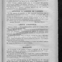 0413 - Page 397 - Distinctions honorifiques. Citation à l'ordre de l'armée / Légion d'honneur / Mariages