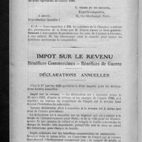 0480 - Page 456 - Du rôle de la comptabilité dans le commerce et l'industrie (Suite) (A suivre) / Impôt sur le revenu, bénéfices commerciaux - Bénéfices de guerre. Déclarations annuelles