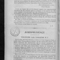 0108 - Page 100 - Application du décret sur les substances vénéneuses / Jurisprudence. Toujours les toxiques B