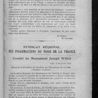 0109 - Page 101 - Faculté de pharmacie de Paris / Syndicat régional des pharmaciens du Nord de la France. Comité du monument Joseph Willot
