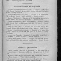 0133 - Page 125 - Informations. Sociétés / Enregistrement des diplômes / Ventes de pharmacies