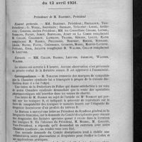 0143 - Page 135 - Extrait du procès-verbal de la séance du Conseil d'administration du 12 avril 1921