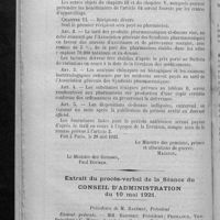 0196 - Page 188 - Ministère des pensions, primes et allocations de guerre / Extrait du procès-verbal de la séance du Conseil d'administration du 10 mai 1921