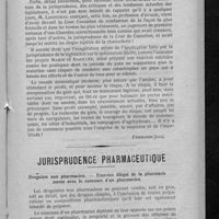 0433 - Page 423 - La spéculation illicite (Suite) par Me Fernand-Jacq / Jurisprudence pharmaceutique. Droguiste non pharmacien. - Exercice illégal de la pharmacie même avec le concours d'un pharmacien