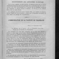 0507 - Page 493 - Avis important / Communication de la Faculté de pharmacie