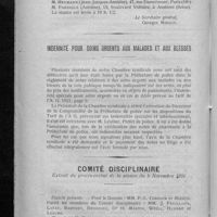 0526 - Page 512 - Extrait du procès-verbal de la séance du Conseil d'administration du 10 novembre 1921 / Indemnité pour soins urgents aux malades et aux blessés / Comité disciplinaire. Extrait du procès-verbal de la séance du 4 novembre 1921