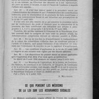0561 - Page 547 - Dernier décret sur les fraudes en ce qui concerne les substances médicamenteuses et produits hygiéniques ou toxiques / Ce que pensent les médecins de la loi sur les assurances sociales