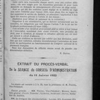 0009 - Page 3 - Création d'une carte syndicale. Paiement de la cotisation / Extrait du procès-verbal de la séance du Conseil d'administration du 11 janvier 1922